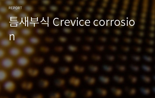 틈새부식 Crevice corrosion