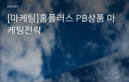 [마케팅]홈플러스 PB상품 마케팅전략