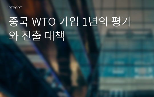 중국 WTO 가입 1년의 평가와 진출 대책
