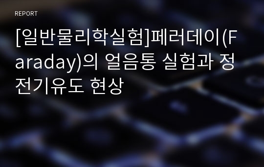 [일반물리학실험]페러데이(Faraday)의 얼음통 실험과 정전기유도 현상