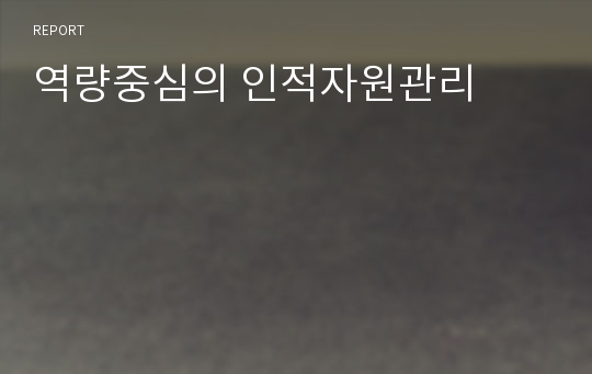 역량중심의 인적자원관리