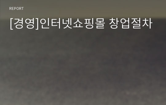 [경영]인터넷쇼핑몰 창업절차