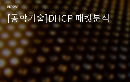 [공학기술]DHCP 패킷분석