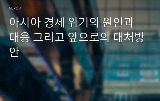 아시아 경제 위기의 원인과 대응 그리고 앞으로의 대처방안