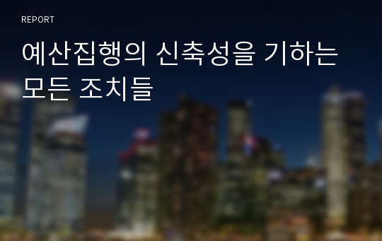 예산집행의 신축성을 기하는 모든 조치들