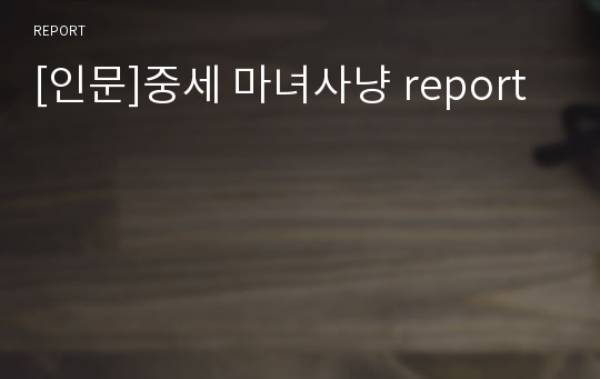 [인문]중세 마녀사냥 report