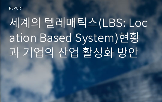 세계의 텔레매틱스(LBS: Location Based System)현황과 기업의 산업 활성화 방안