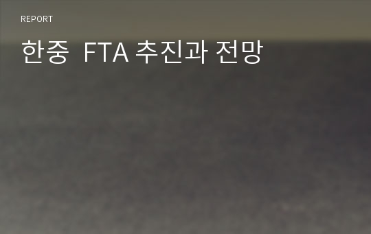 한중  FTA 추진과 전망