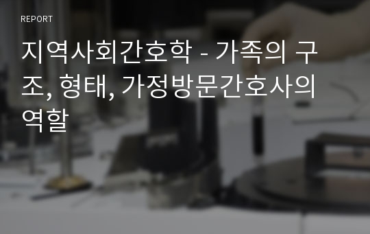 지역사회간호학 - 가족의 구조, 형태, 가정방문간호사의 역할