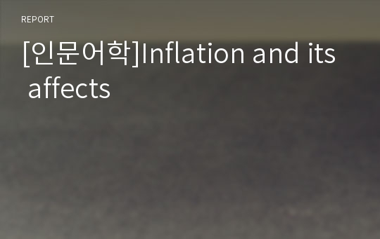 [인문어학]Inflation and its affects