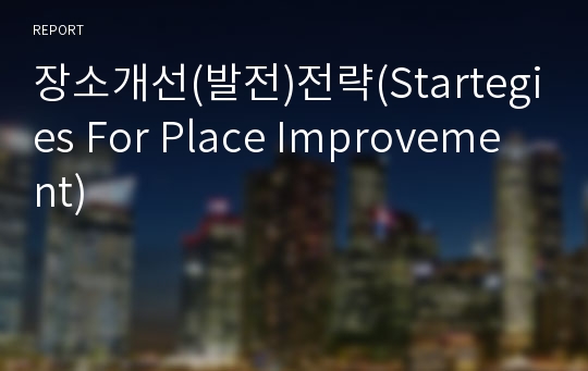 장소개선(발전)전략(Startegies For Place Improvement)