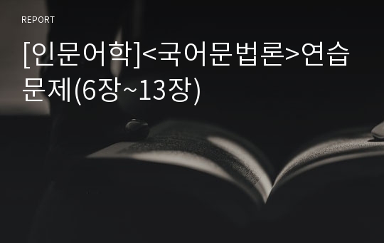 [인문어학]&lt;국어문법론&gt;연습문제(6장~13장)