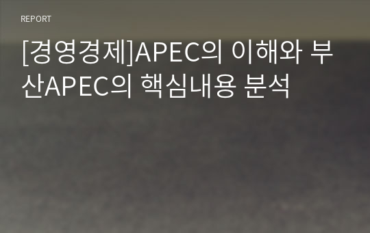 [경영경제]APEC의 이해와 부산APEC의 핵심내용 분석