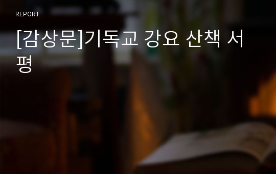 [감상문]기독교 강요 산책 서평