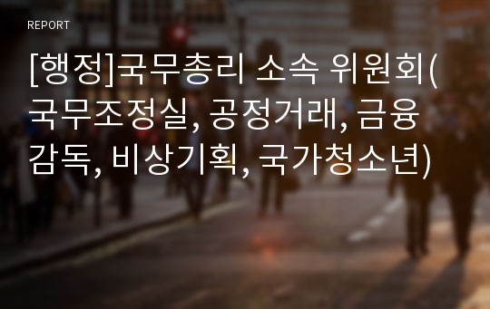 [행정]국무총리 소속 위원회(국무조정실, 공정거래, 금융감독, 비상기획, 국가청소년)