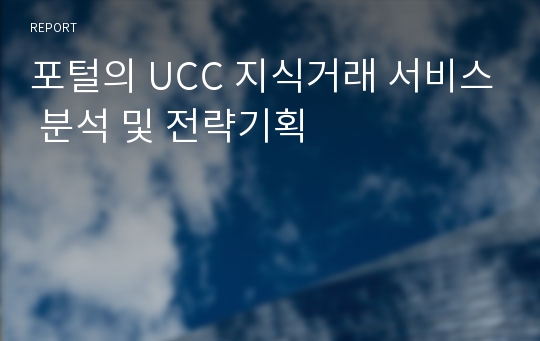 포털의 UCC 지식거래 서비스 분석 및 전략기획