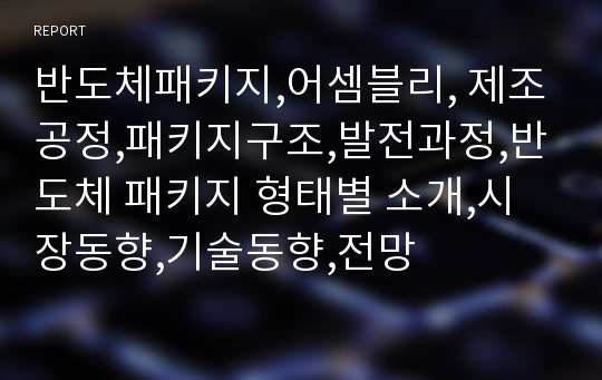 반도체패키지,어셈블리, 제조공정,패키지구조,발전과정,반도체 패키지 형태별 소개,시장동향,기술동향,전망