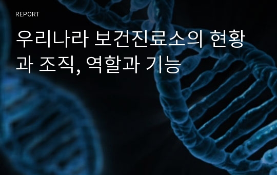 우리나라 보건진료소의 현황과 조직, 역할과 기능