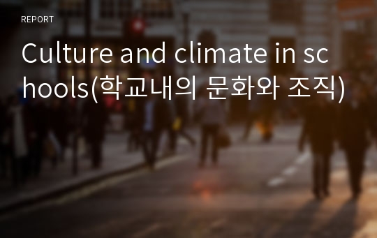 Culture and climate in schools(학교내의 문화와 조직)