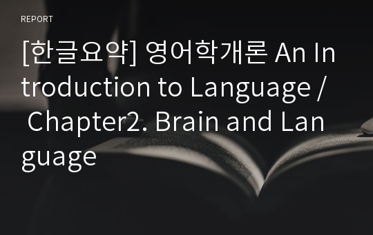 [한글요약] 영어학개론 An Introduction to Language / Chapter2. Brain and Language