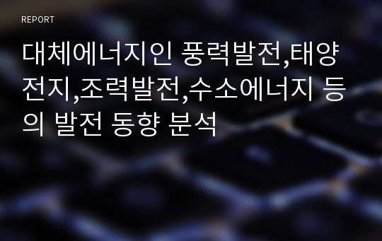 대체에너지인 풍력발전,태양전지,조력발전,수소에너지 등의 발전 동향 분석