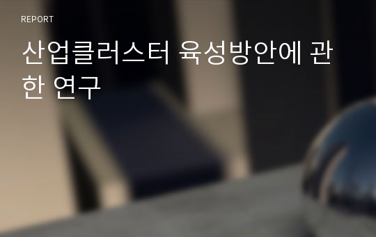 산업클러스터 육성방안에 관한 연구