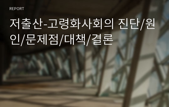 저출산-고령화사회의 진단/원인/문제점/대책/결론