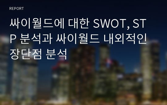 싸이월드에 대한 SWOT, STP 분석과 싸이월드 내외적인 장단점 분석