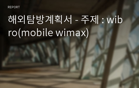 해외탐방계획서 - 주제 : wibro(mobile wimax)