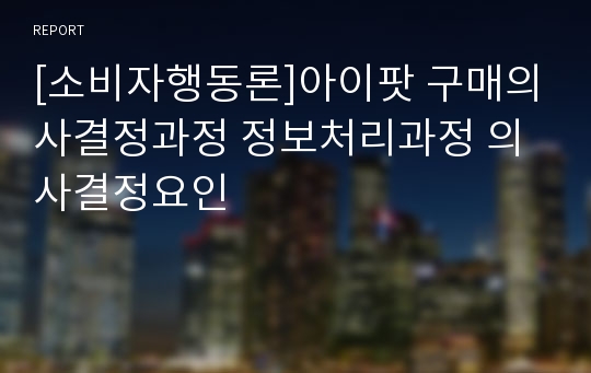 [소비자행동론]아이팟 구매의사결정과정 정보처리과정 의사결정요인