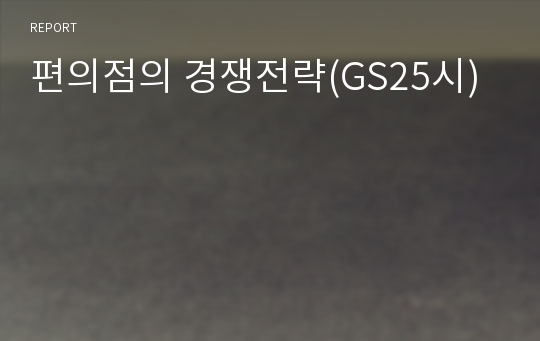 편의점의 경쟁전략(GS25시)