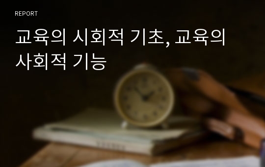 교육의 시회적 기초, 교육의 사회적 기능