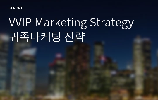 VVIP Marketing Strategy 귀족마케팅 전략