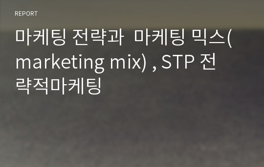 마케팅 전략과  마케팅 믹스(marketing mix) , STP 전략적마케팅