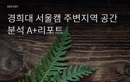 경희대 서울캠 주변지역 공간분석 A+리포트