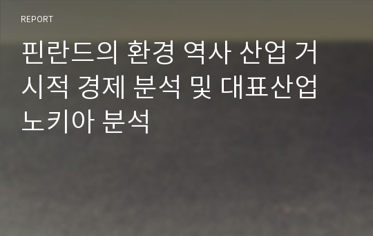 핀란드의 환경 역사 산업 거시적 경제 분석 및 대표산업 노키아 분석