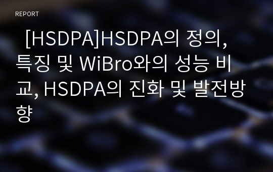   [HSDPA]HSDPA의 정의, 특징 및 WiBro와의 성능 비교, HSDPA의 진화 및 발전방향