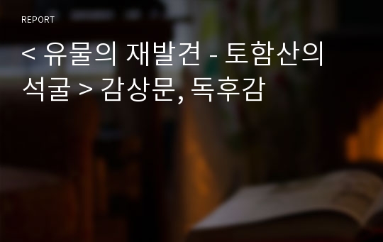 &lt; 유물의 재발견 - 토함산의 석굴 &gt; 감상문, 독후감