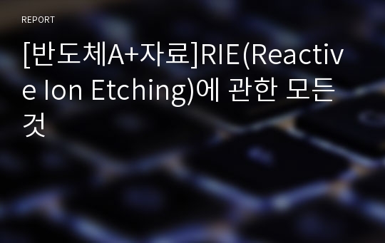 [반도체A+자료]RIE(Reactive Ion Etching)에 관한 모든것