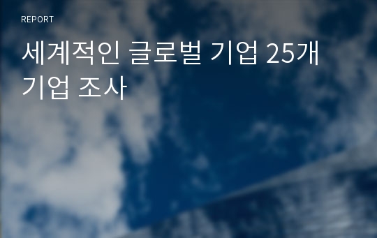 세계적인 글로벌 기업 25개 기업 조사