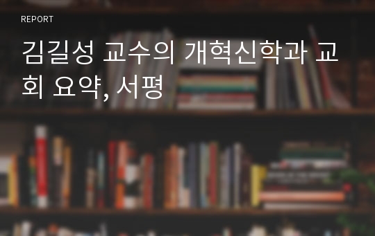김길성 교수의 개혁신학과 교회 요약, 서평