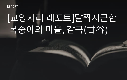 [교양지리 레포트]달짝지근한 복숭아의 마을, 감곡(甘谷)