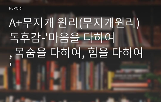 A+무지개 원리(무지개원리) 독후감-&#039;마음을 다하여, 목숨을 다하여, 힘을 다하여&#039;