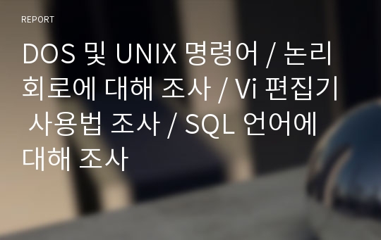 DOS 및 UNIX 명령어 / 논리 회로에 대해 조사 / Vi 편집기 사용법 조사 / SQL 언어에 대해 조사