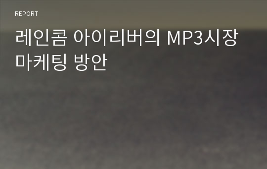 레인콤 아이리버의 MP3시장 마케팅 방안