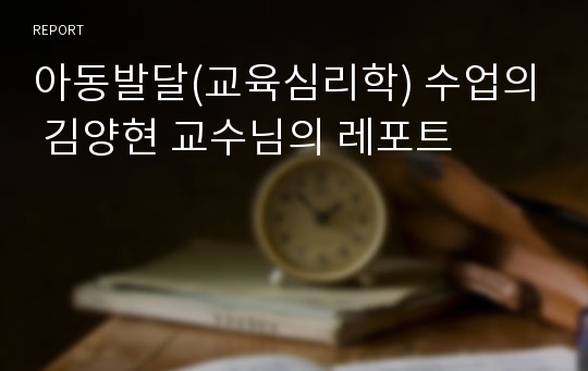 아동발달(교육심리학) 수업의 김양현 교수님의 레포트