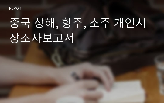 중국 상해, 항주, 소주 개인시장조사보고서