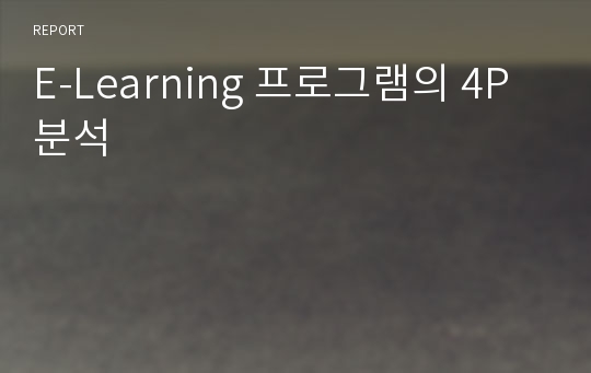 E-Learning 프로그램의 4P 분석