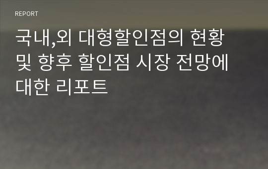 국내,외 대형할인점의 현황 및 향후 할인점 시장 전망에 대한 리포트