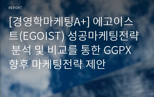 [경영학마케팅A+] 에고이스트(EGOIST) 성공마케팅전략 분석 및 비교를 통한 GGPX 향후 마케팅전략 제안